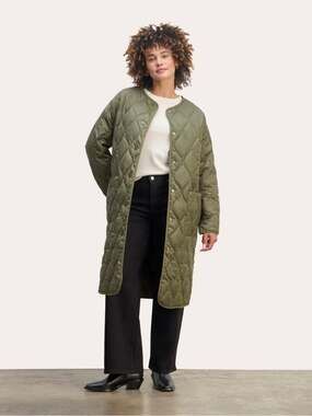 Everlane Long Quilted Liner Coat Kalamata Olive Green XL